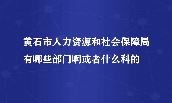 黄石市人力资源和社会保障局有哪些部门啊或者什么科的