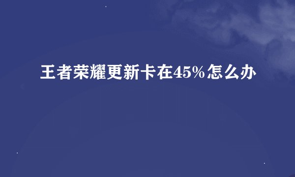 王者荣耀更新卡在45%怎么办