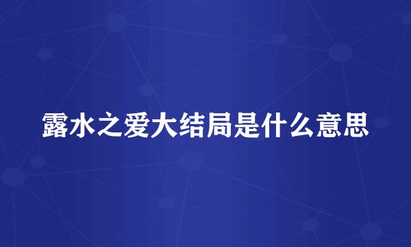露水之爱大结局是什么意思