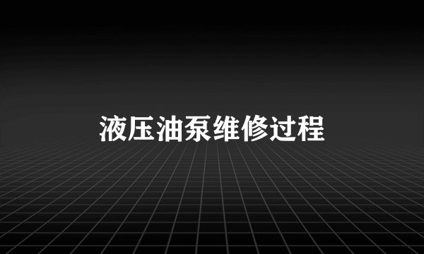 液压油泵维修过程