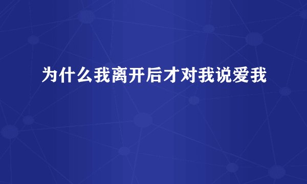 为什么我离开后才对我说爱我