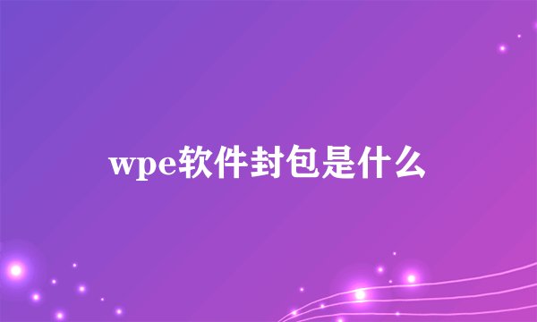 wpe软件封包是什么