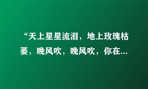 “天上星星流泪，地上玫瑰枯萎，晚风吹，晚风吹，你在思念谁”是哪首歌了的