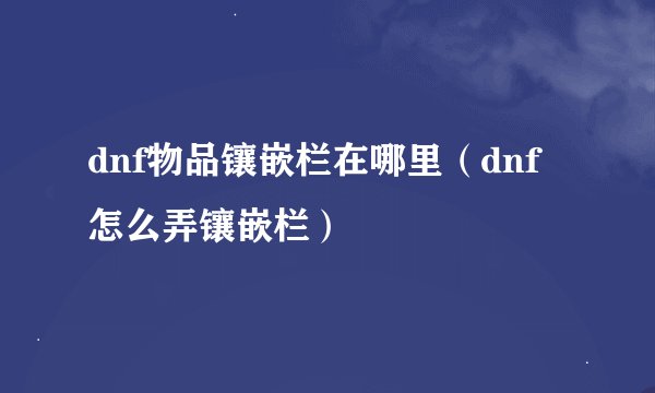 dnf物品镶嵌栏在哪里（dnf怎么弄镶嵌栏）