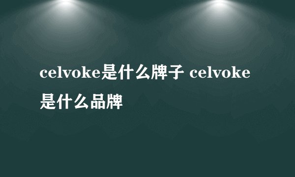 celvoke是什么牌子 celvoke是什么品牌