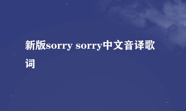 新版sorry sorry中文音译歌词