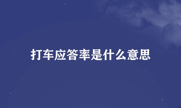 打车应答率是什么意思