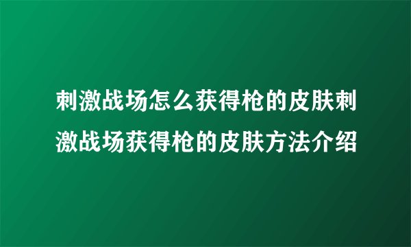刺激战场怎么获得枪的皮肤刺激战场获得枪的皮肤方法介绍
