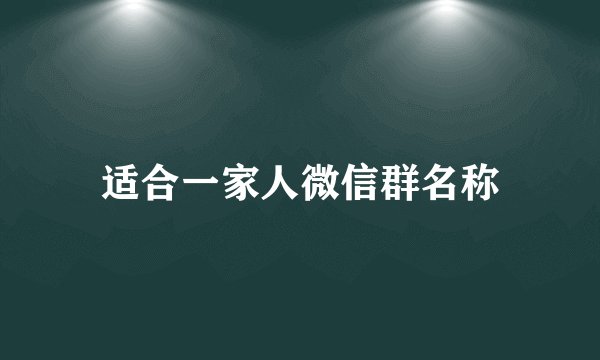 适合一家人微信群名称