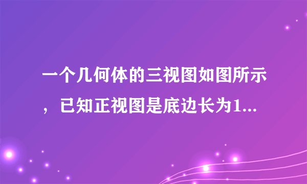 一个几何体的三视图如图所示，已知正视图是底边长为1的平行四边形，侧视图是一个长为  ，宽为1的矩形，俯