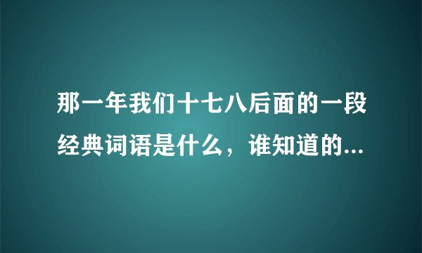 那一年我们十七八后面的一段经典词语是什么,谁知道的,告诉我,谢谢了!