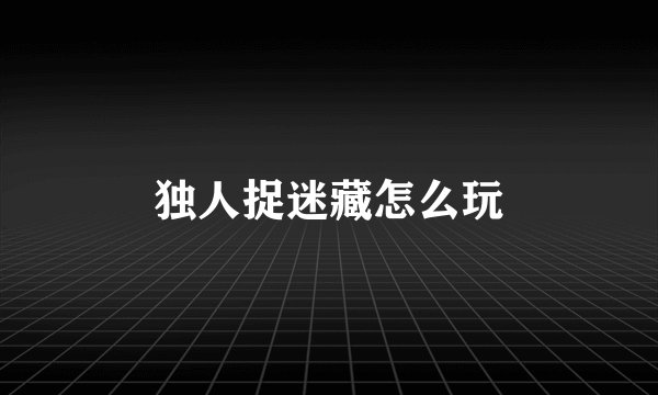 独人捉迷藏怎么玩