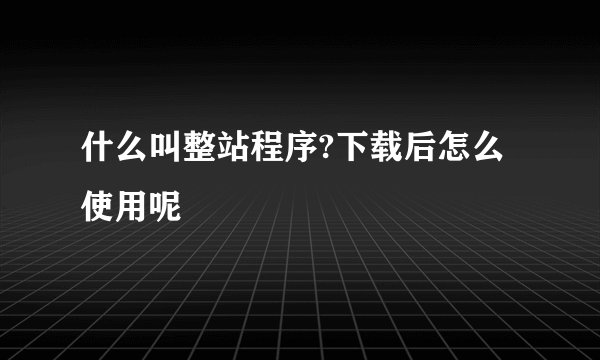 什么叫整站程序?下载后怎么使用呢