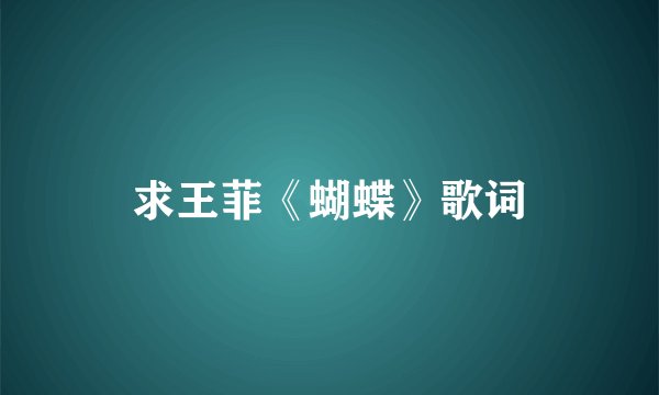求王菲《蝴蝶》歌词
