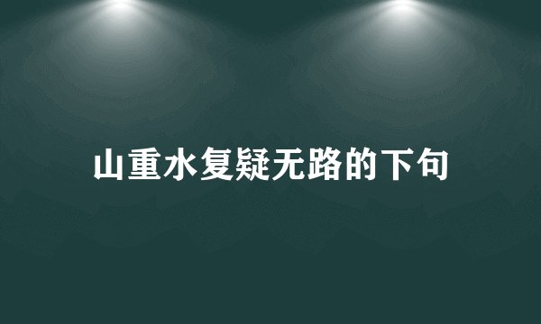 山重水复疑无路的下句