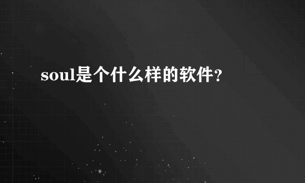 soul是个什么样的软件？