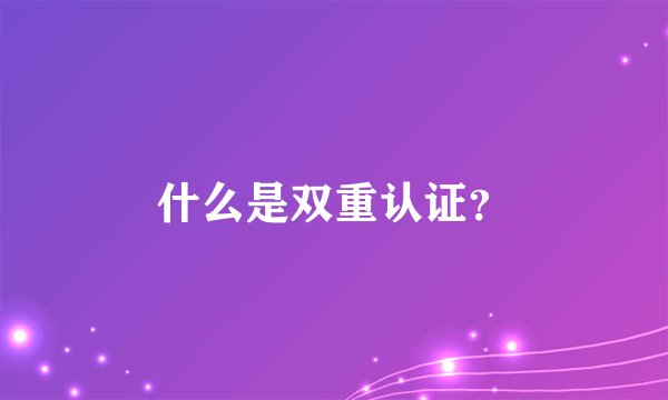 什么是双重认证？